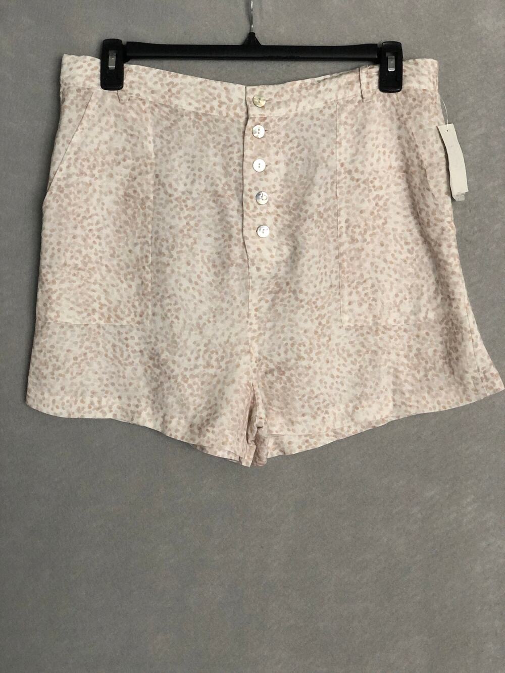 Cloth & Stone Button Front Shorts Polka Dot in Sandy Beige Women's XL NEW